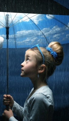 девочка дождь зонт тучка