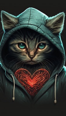 котенок сердце графика капюшон