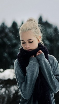 девушка блондинка зима снег природа girl blonde winter snow nature