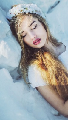 девушка блондинка снег girl blonde snow