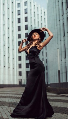 девушка черное платье girl black dress