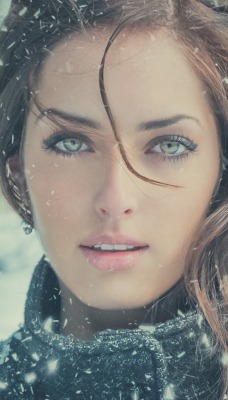 девушка лицо взгляд снег girl face view snow