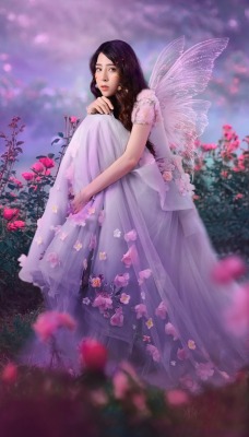 девушка фея платье цветы в цветах