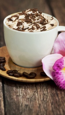 кофе пенка цветок чашка зерна