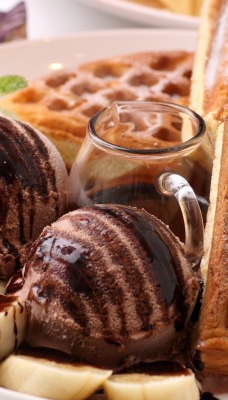 еда вафли мороженое шоколад food waffles chocolate ice cream