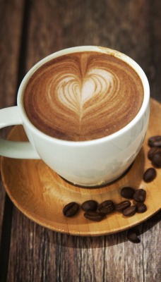 кофе зерна кружка блюдце сердце пенка