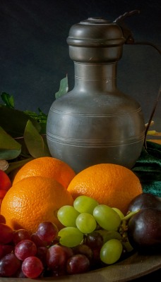 натюрморт тарелка фрукты овощи