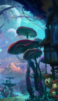 сказочный мир грибы дома фантастика фентези