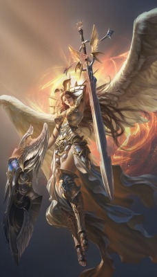 девушка ангел меч крылья