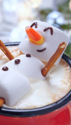 снеговик чашка кофе новый год