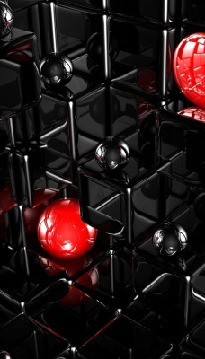 Красные шары в черных квадратах