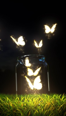 Бабочки, банка, светящиеся