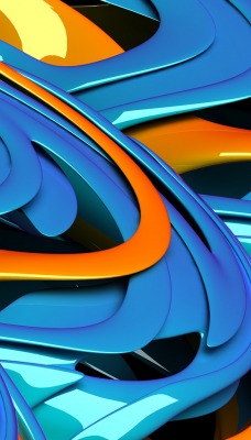 графика 3D абстракция синяя оранжевая