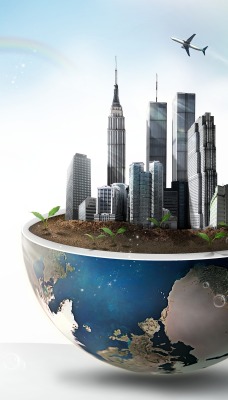 графика город небо планета земля