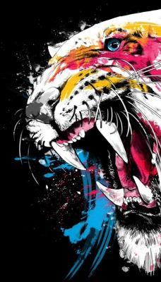 тигр арт рисунок черный фон