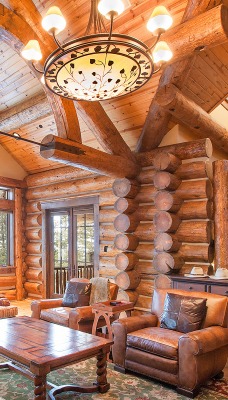 дом деревянный комната интерьер