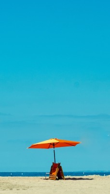 пляж зонты песок горизонт голубое небо ясное небо