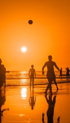 люди пляж закат волейбол море