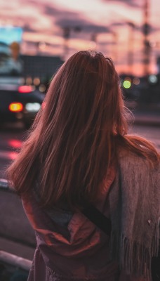 улица город девушка волосы дорога