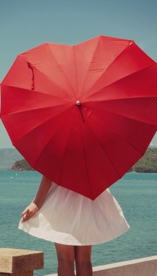 природа девушка белое платье море зонт