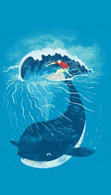 кит минимализм рисунок арт серфингист