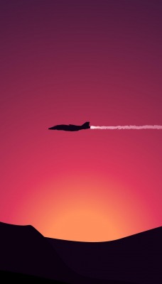 минимализм самолет на закате силуэт