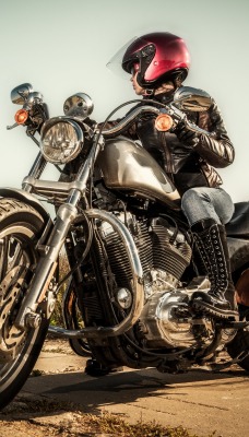 мотоцикл девушка шлем