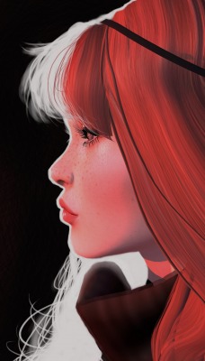 девушка рыжая повязка профиль рисунок