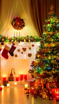 елка рождество камин tree Christmas fireplace