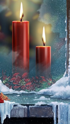 Свечи окно рождество Candles window Christmas
