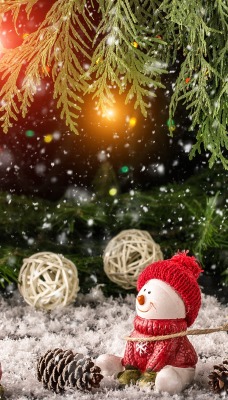 снеговик свеча ель можжевельник ветви новый год
