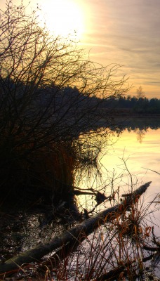 закат над озером