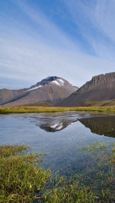 горы зелень отражение вода небо