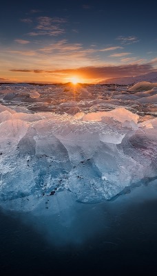 Лёд закат ледник