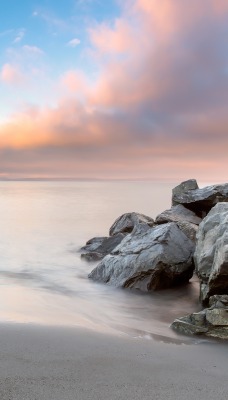 Природа море пляж камни небо