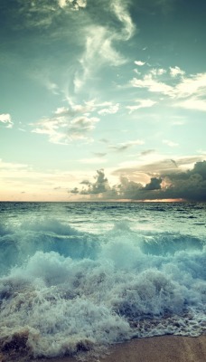 природа море песок горизонт небо облака