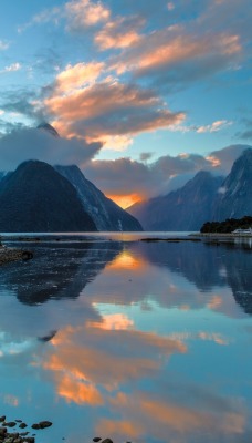 природа река горы облака небо nature river mountains clouds the sky