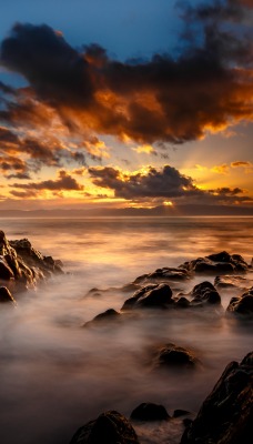 природа закат небо облака море скалы nature sunset the sky clouds sea rock