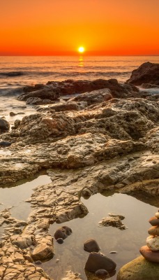 природа море камни горизонт солнце nature sea stones horizon the sun