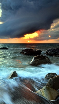 природа море горизонт камни облака небо nature sea horizon stones clouds the sky