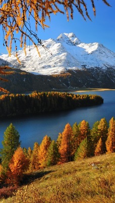 Осень горы река холм Autumn mountains river hill