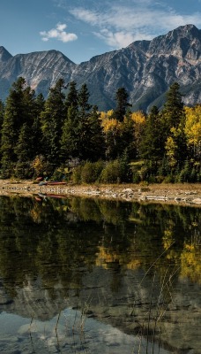 природа деревья горизонт скалы отражение озеро nature trees horizon rock reflection the lake