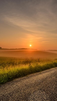 природа дорога трава солнце горизонт nature road grass the sun horizon