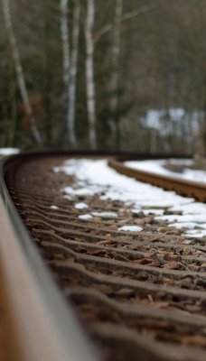 природа рельсы зима снег деревья nature rails winter snow trees