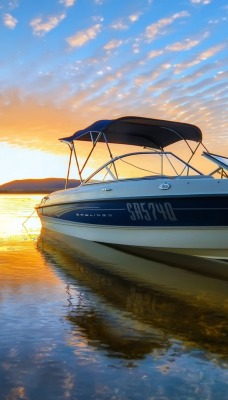 лодка вода закат boat water sunset