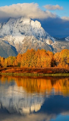 горы осень озеро mountains autumn the lake