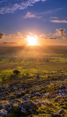 природа солнце камни облака небо поле nature the sun stones clouds sky field