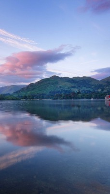 природа озеро горы облака небо nature the lake mountains clouds sky