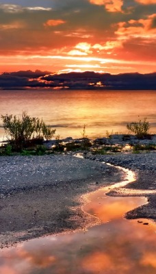 природа река закат вечер облака nature river sunset evening clouds