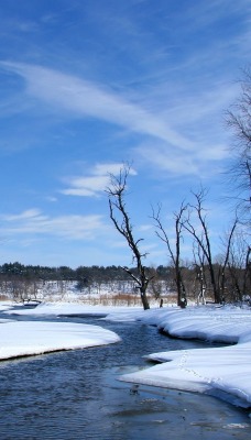 речка снег зима the river snow winter